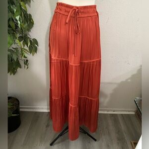 Joie Elegant Rust satin Maxi Skirt Sz S